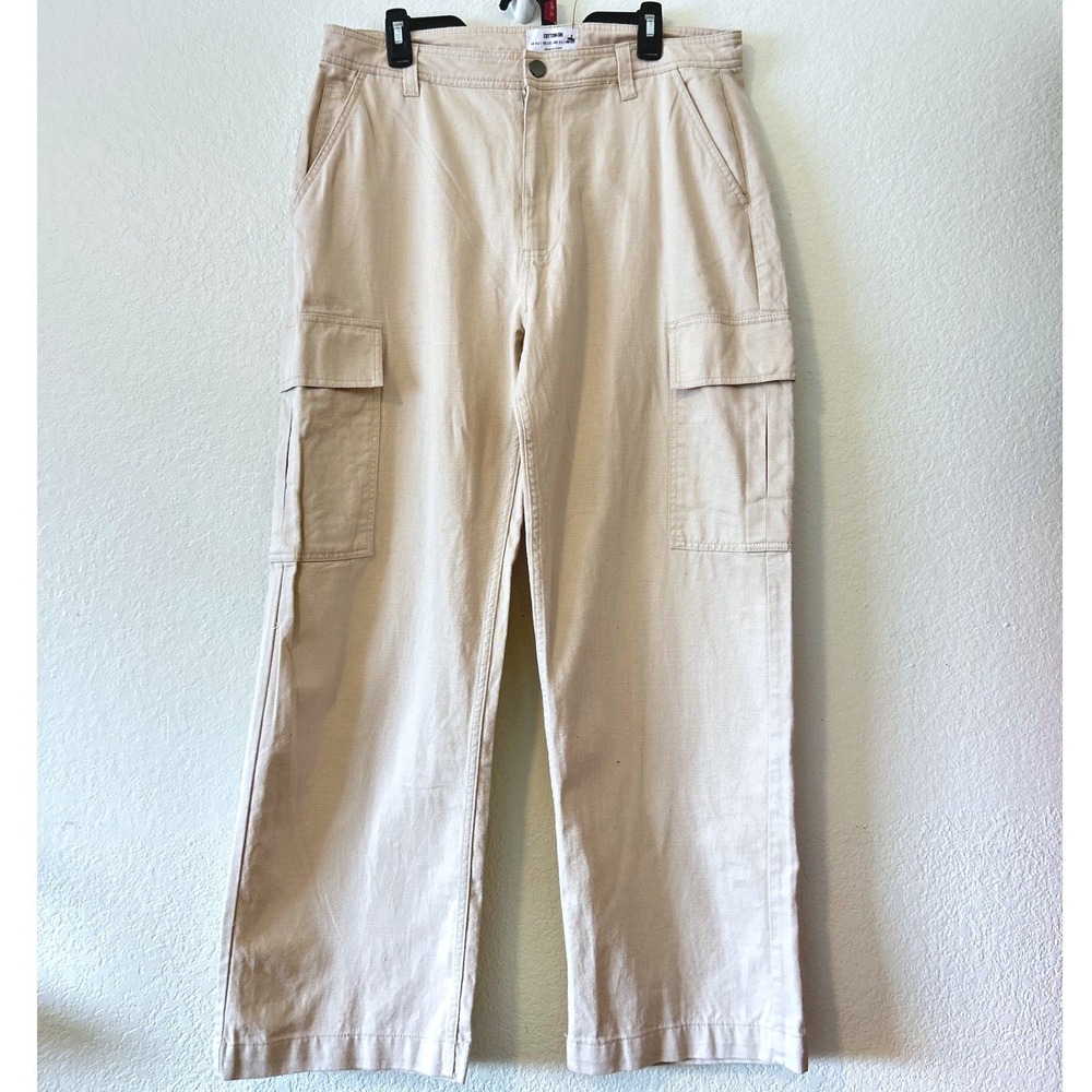 Cotton On Streetwear High Rise Straight Leg Cargo Pants Sand Beige‎ Size 10 US